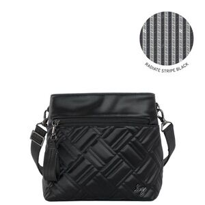 Lug DOUBLE DIP Black Satin Luxe Crossbody Vegan Leather Zip Top Soft Cell Pocket